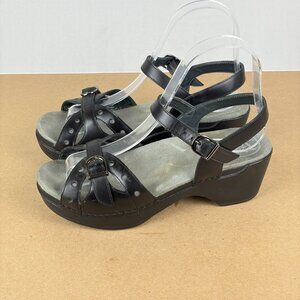 Dansko Sissy Leather Ankle Strap Sandals Womens 6 EU 36 Black Buckle Adjustable